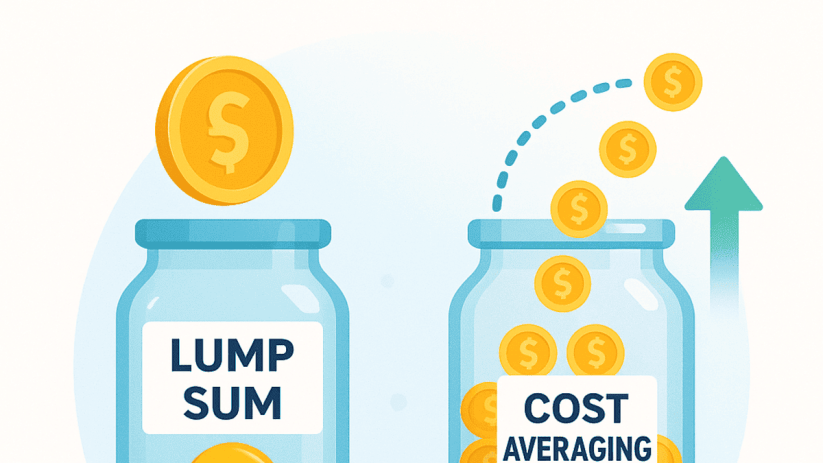 The choice between investing one big lump sum and drip‑feeding smaller amounts over time into an ISA.