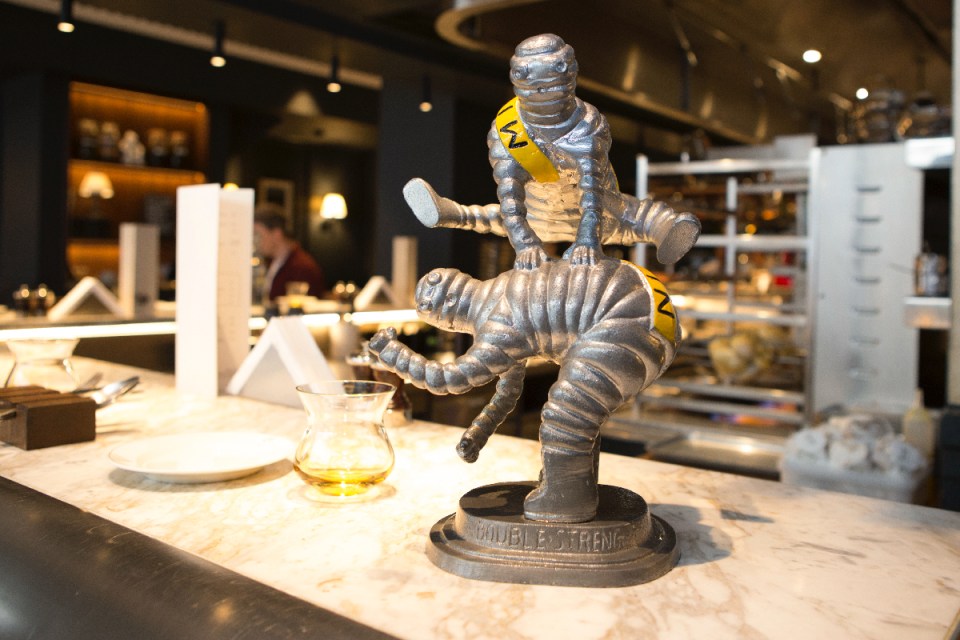 A Michelin statue at Tom Sellers' Story Cellar