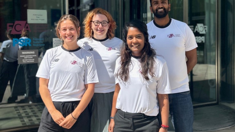 An FCA trio of (left to right) Kate Buckley, Hannah Walker and Arunita Roy - pictured with Rajesh Sidhu - have entered the Morning Wire Triathlon Team Challenge