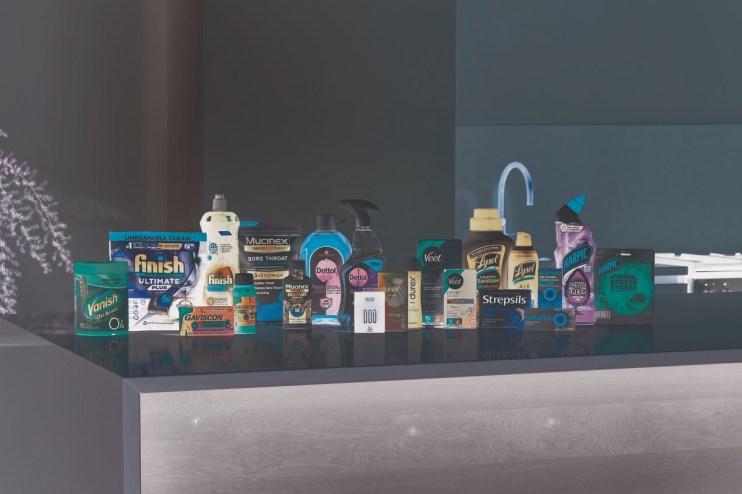 Reckitt brand products including Durex and Dettol displayed as shares fall amid potential &pound;150m impact from Iran conflict