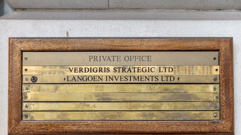 A brass nameplate outside a company's office in central London. Photographer: Betty Laura Zapata/Bloomberg via Getty Images