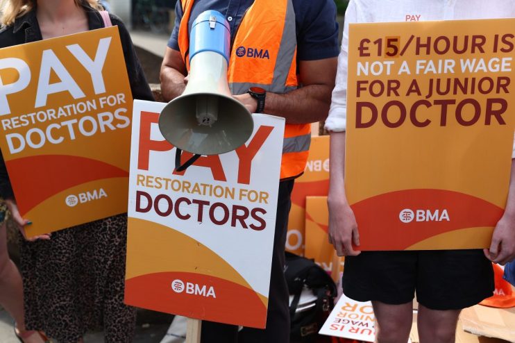 The BMA is calling for a 29 per cent pay rise, while Streeting says he &ldquo;cannot move&rdquo; on headline pay. (Photo by Peter Nicholls/Getty Images)
