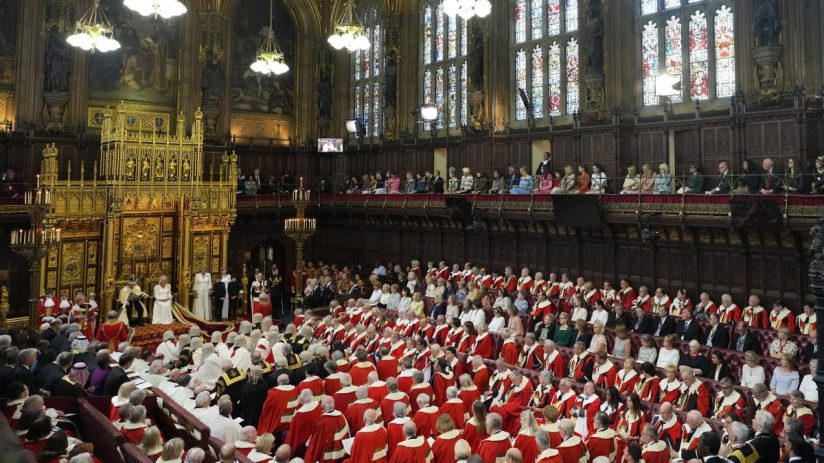 House of Lords chamber during debate on Employment Rights Bill, highlighting Labours setback on workers rights legislation