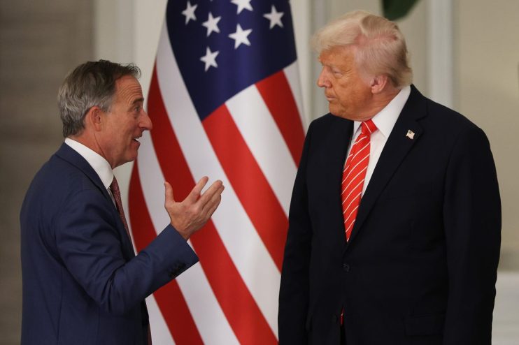 Trump has warned the Washington Commanders, owned by Josh Harris (left), that he may block their stadium move
