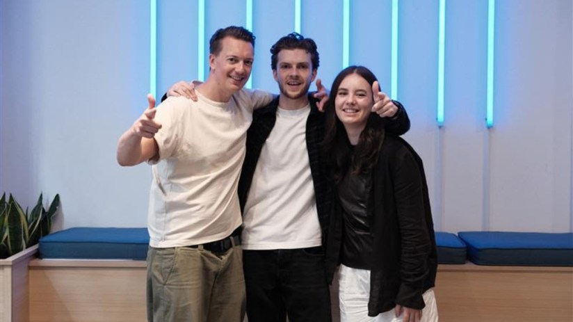 Kevin Luckhurst, Harry Coles, Alicia Waibel from Experience Studios, part of Populous, are doing the Morning Wire Triathlon Team Challenge