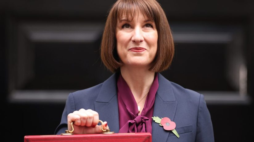 LONDON, ENGLAND - OCTOBER 30: Chancellor Rachel Reeves poses with the red box outside number 11 Downing Street on October 30, 2024 in London, England. This is the first Budget presented by the new Labour government and Chancellor of the Exchequer, Rachel Reeves. (Photo by Dan Kitwood/Getty Images)