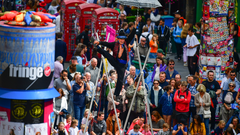 The Royal Mile in Edinburgh, one of the main performance sites for artists during the Edinburgh Fringe
