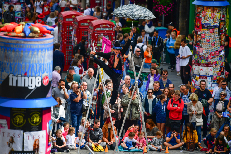 The Royal Mile in Edinburgh, one of the main performance sites for artists during the Edinburgh Fringe