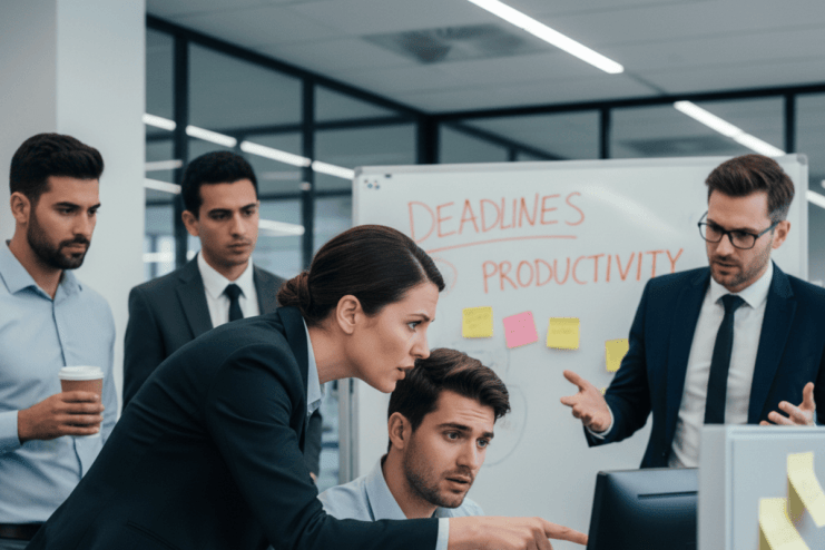 Young Gen Z entrepreneurs brainstorming innovative ideas in a modern workspace, highlighting entrepreneurial challenges an...