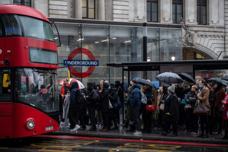 In 2022, rolling Tube strikes led to massive queues for crowded buses. (Photo by Chris J Ratcliffe/Getty Images)