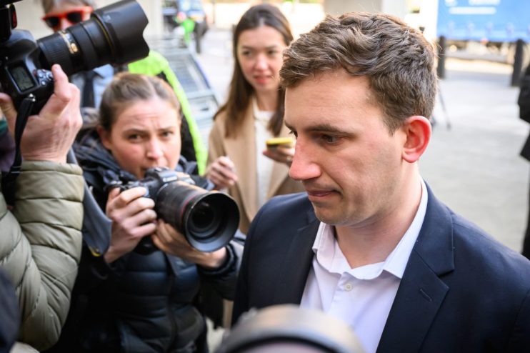 Christopher Cash, one of the men accused of spying for China, at Magistrates Court. Photo by Leon Neal/Getty Images