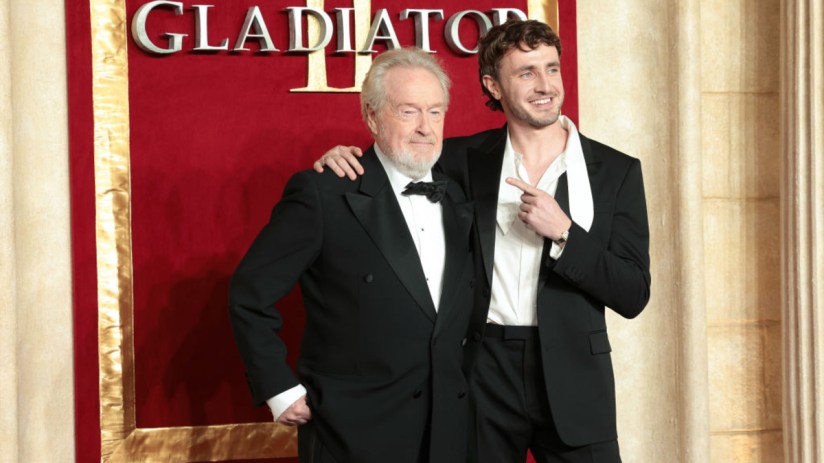 Ridley Scott and Paul Mescal attend Gladiator II The Royal Film Performance and Global Premiere at Leicester Square on 13 November, 2024 in London. (Photo by Shane Anthony Sinclair/Getty Images)