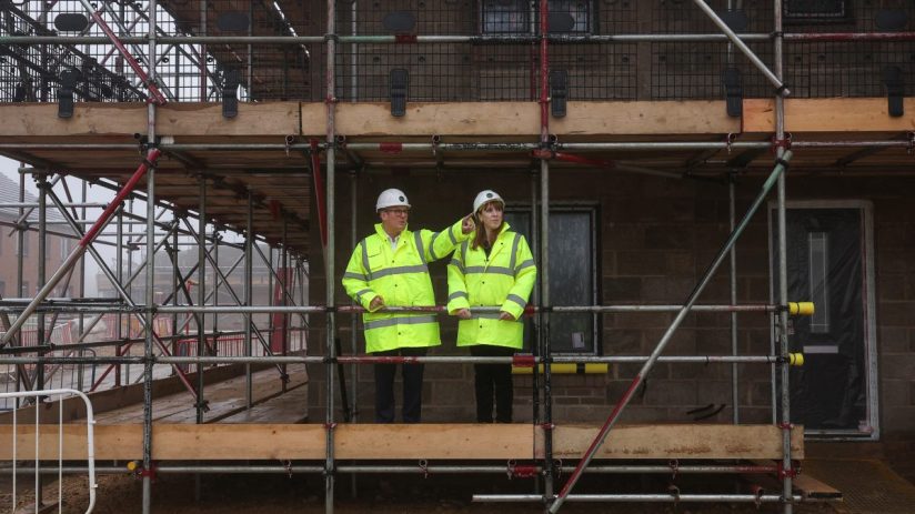 CAMBRIDGESHIRE, ENGLAND - DECEMBER 12: Prime Minister Keir Starmer and Deputy Prime Minister Angela Rayner make a visit to a construction site on December 12, 2024 in Cambridgeshire, England. The Labour government is announcing planning reforms to encourage economic growth and meet the government's goal of building 1.5 million new homes over the next five years. (Photo by Chris Radburn - Pool/Getty Images)