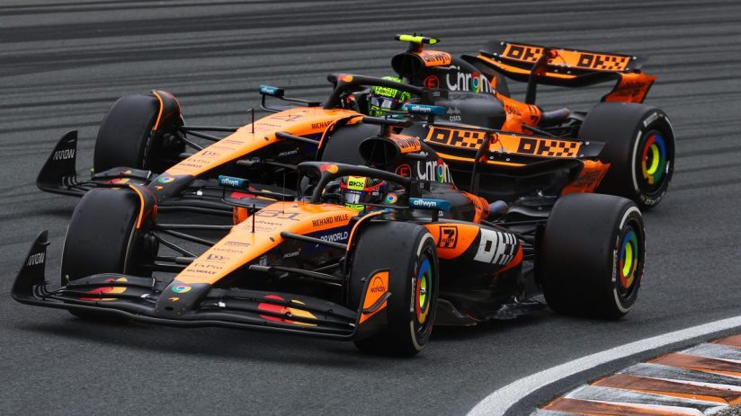 McLaren F1 cars race round the track. At the heart of Saudi Arabia&rsquo;s sporting transformation is SURJ Sports Investment.