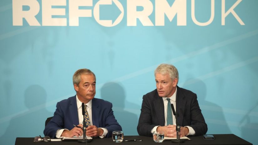 Nigel Farage and Danny Kruger announced the defection at an event this morning. (Photo by Dan Kitwood/Getty Images)