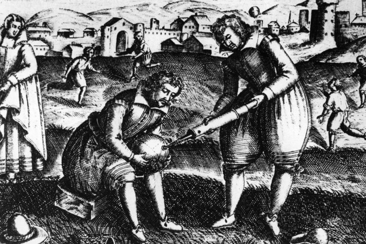 Circa 1680, an early version of football (Photo by Hulton Archive/Getty Images)