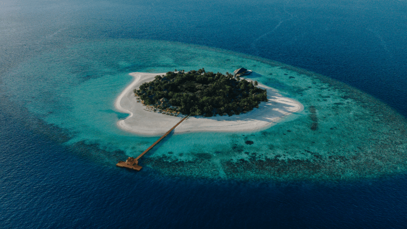 The Banyan Tree in the Maldives, which occupies its own very walkable island