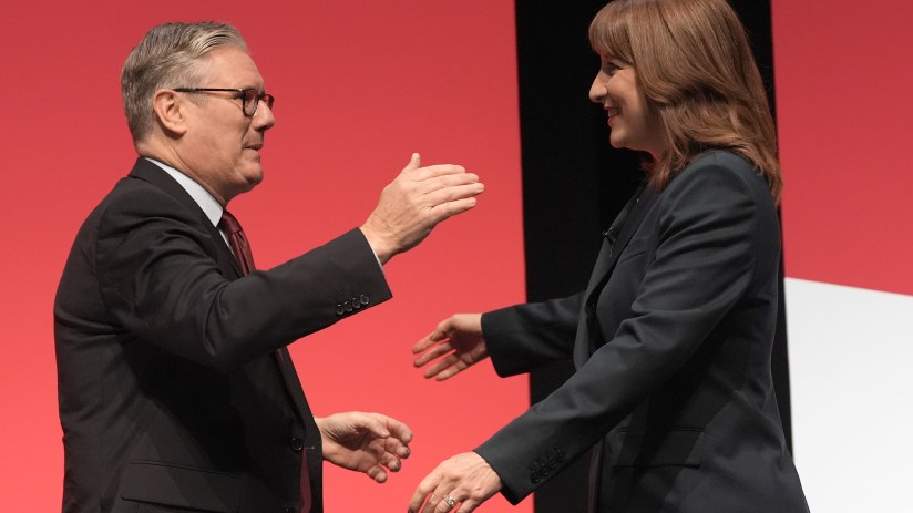 The Prime Minister hugs his Chancellor at the Labour Party conference in September.