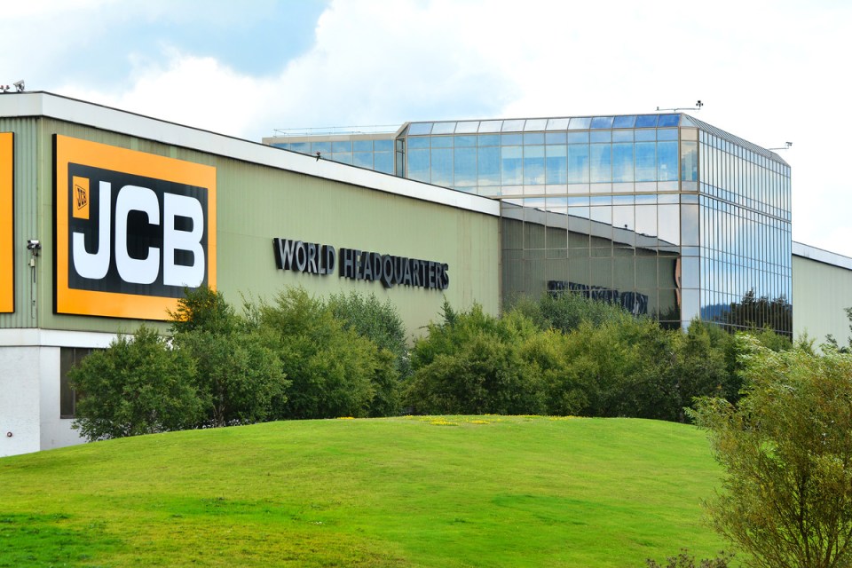 JCB World Headquarters 2015 exterior view showcasing modern architecture and company branding in a business environment