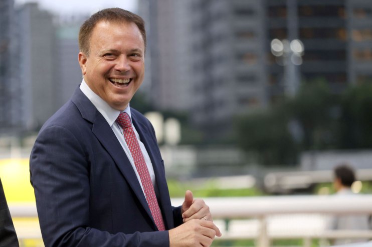 Caspar Fownes at Happy Valley Racecourse during nine-race event in Hong Kong post-Mid-Autumn Festival celebrations