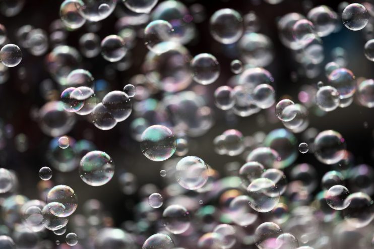 LONDON, ENGLAND - AUGUST 21: A detailed view of bubbles on the inside of the stadium prior to kick off of the Premier League match between West Ham United and Brighton & Hove Albion at London Stadium on August 21, 2022 in London, England. (Photo by Alex Pantling/Getty Images)