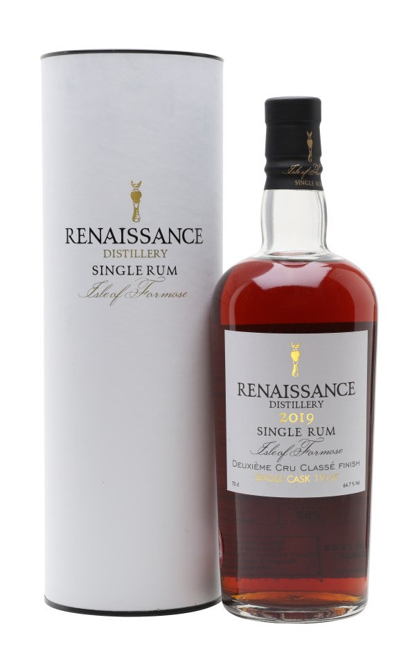 Renaissance Rum 2019 bottle elegantly displayed with vintage label design, highlighting its premium quality and craftsmanship
