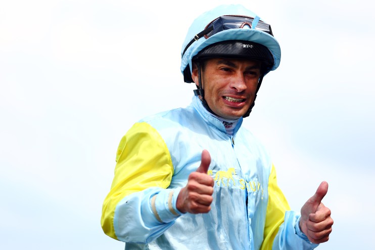 Silvestre de Sousa riding a horse during the Cesarewitch race at Newmarket, highlighting the strong Irish trainer presence