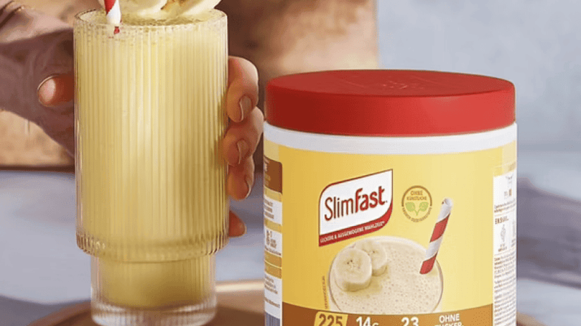 Slimfast product lineup showcasing various weight loss shakes and bars on a white background, highlighting nutritional opt...