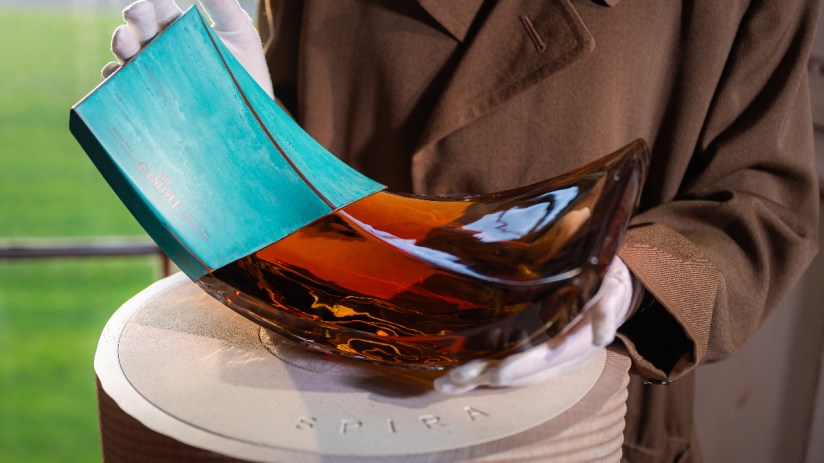 The Glenlivet SPIRA 60 Year Old 1965 displayed elegantly at Hopetoun House, showcasing its exquisite packaging and histori...