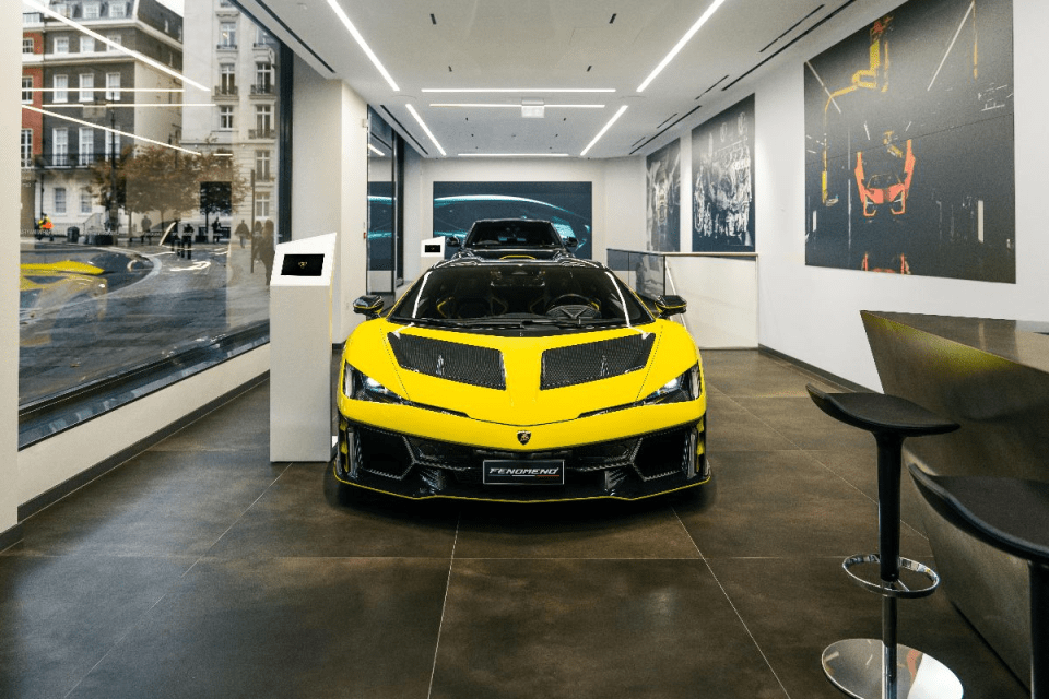The Lamborghini flagship showroom in Mayfair