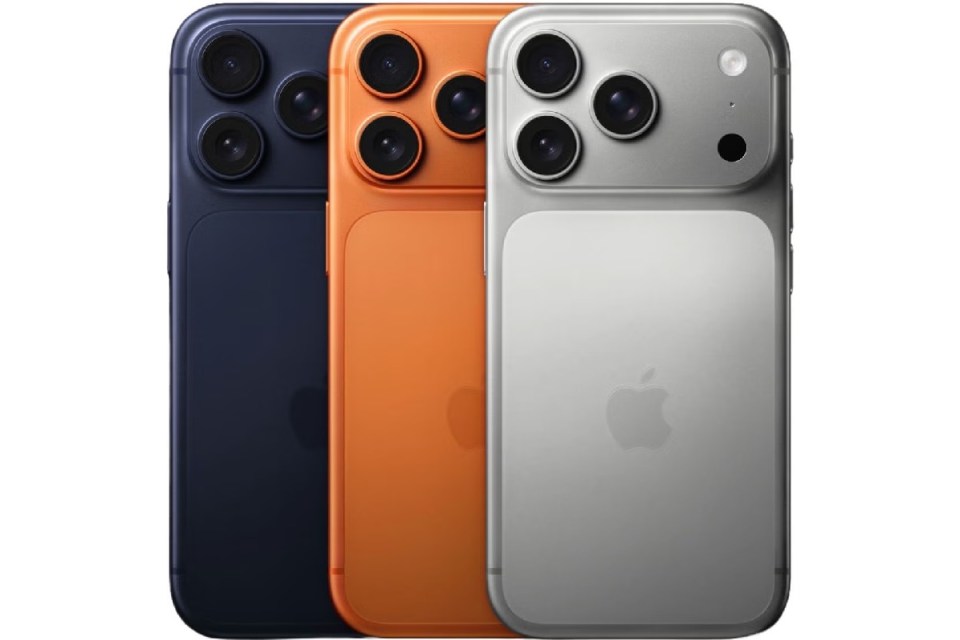 The Cosmic Orange iPhone 17 Pro nestled among its Apple stablemates