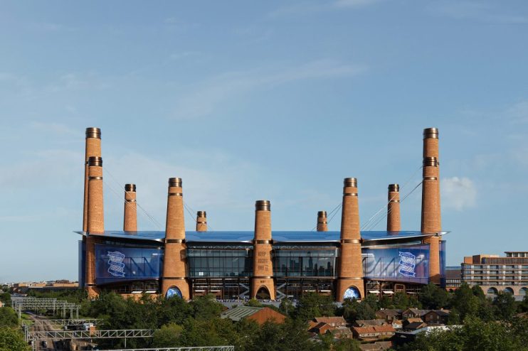 Birmingham Powerhouse Stadiums west elevation showcasing modern architecture and design, credit to Mir