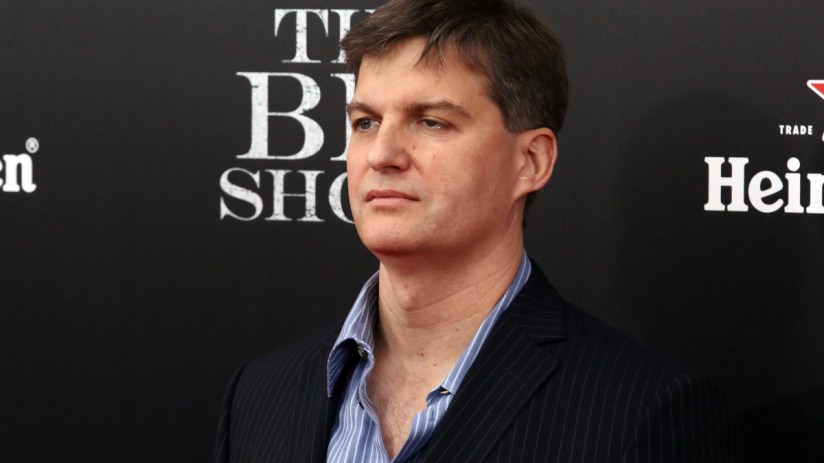 Michael Burry discussing financial strategies in an office setting, referencing his Big Short investment approach