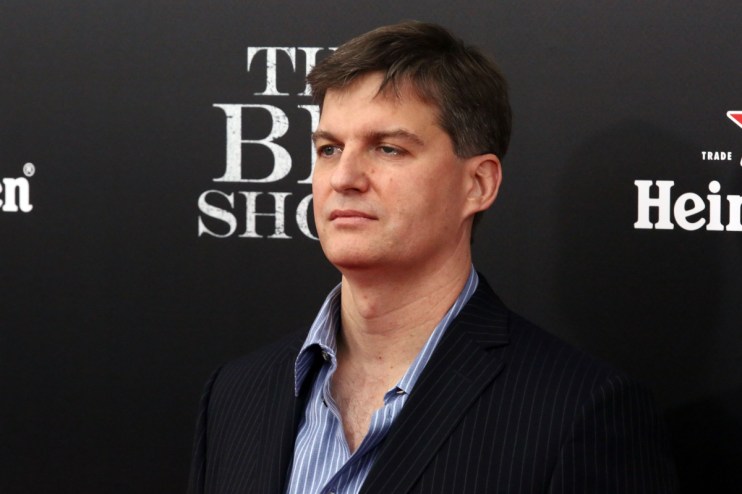 Michael Burry discussing financial strategies in an office setting, referencing his Big Short investment approach