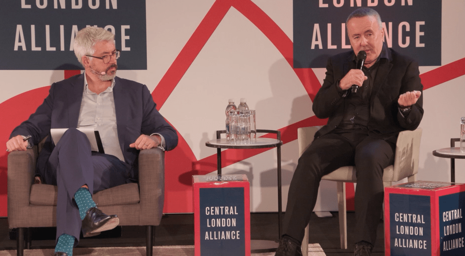 Christian May and Tom Moore discussing London growth opportunities, seated left to right