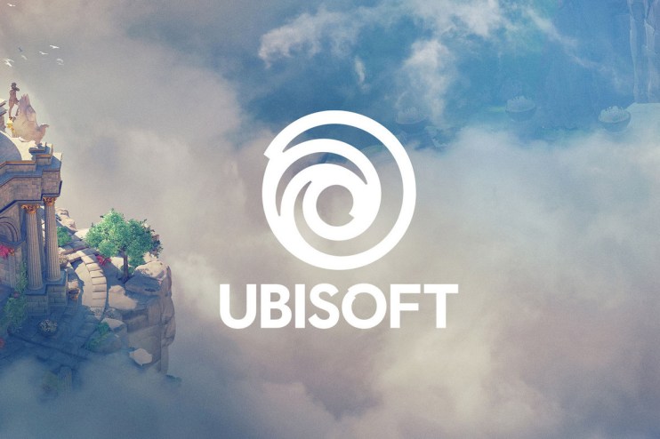 Ubisoft headquarters building exterior showcasing company logo and modern architecture on a sunny day