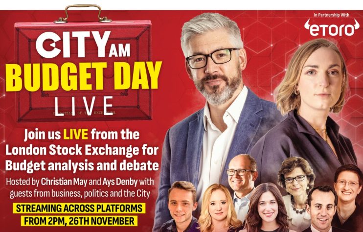 Budget day live coverage advertisement with financial charts, increasing trends, and economic data in a business news sett...