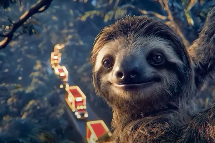 Coca-Cola bottle being held by a sloth in a rainforest setting, highlighting unique marketing campaign for sustainability ...