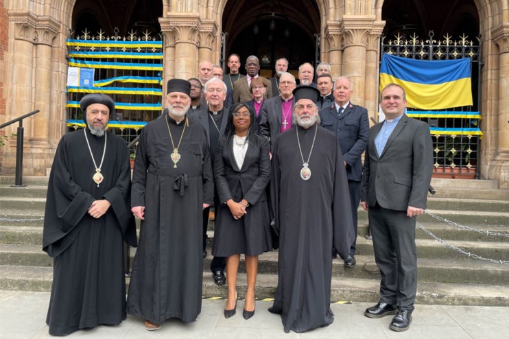 Ukrainian cathedrals intricate architecture during a high-profile visit, highlighting cultural and historical significance