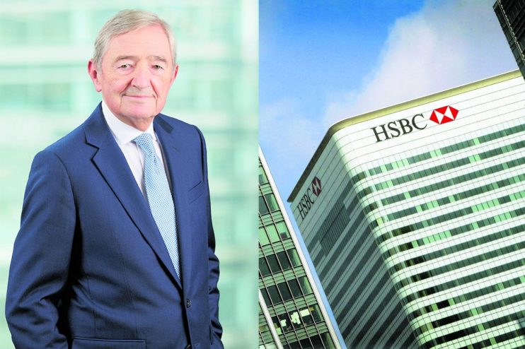 HSBC chairperson addressing financial strategies at conference podium