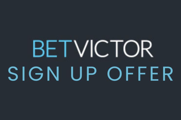 BetVictor sign-up offer promotional banner featuring exclusive bonuses for new users on betting platform