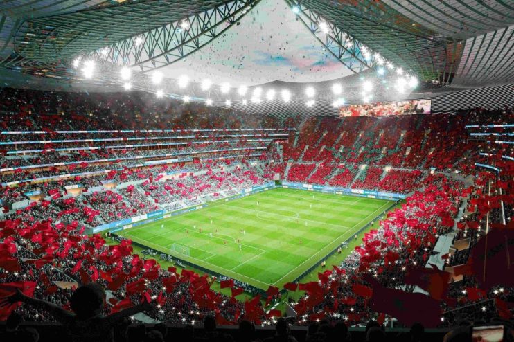Grand Stade Hassan II showcasing modern architecture and design in a vibrant urban setting, reflecting cultural significance.