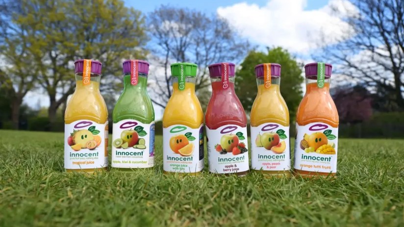 Innocent Drinks logo featuring a simple, playful design with bold colors, symbolizing the brands fresh, healthy beverage e...