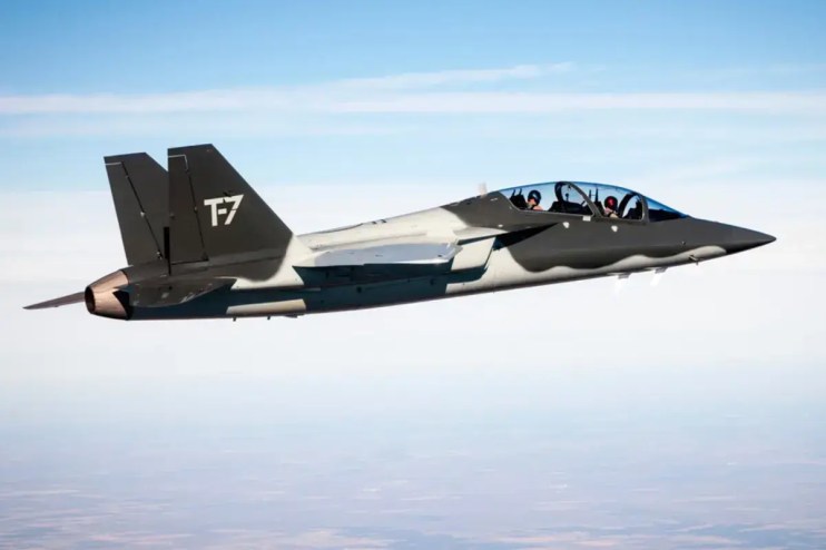 Boeing 7Air aircraft in flight, no visible Boeing logo, clear skies, emphasizing aviation industry advancements