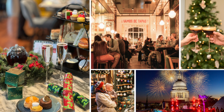London cityscape featuring festive lights and holiday decorations in December 2025, highlighting seasonal events and attra...