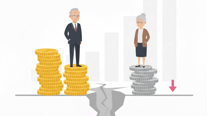 Woman and man discussing retirement savings, highlighting gender pension gap and financial planning differences