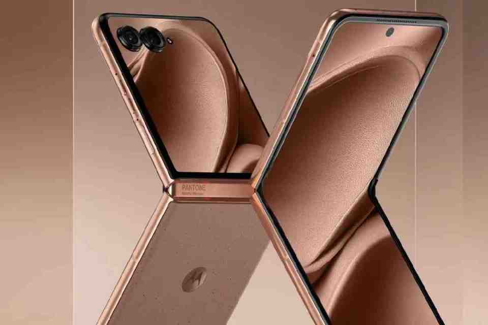 Motorola Razr smartphone with sleek design and foldable display showcasing cutting-edge technology in modern telecommunica...
