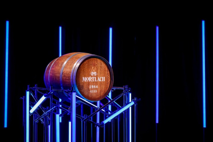 Mortlach 1984 whisky cask showcasing premium aged scotch, highlighting the rich history and craftsmanship of Mortlach dist...