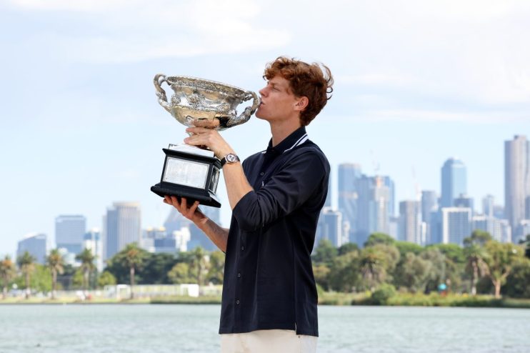 Getty Images logo on a digital screen, symbolizing professional media and photography services in a business news context