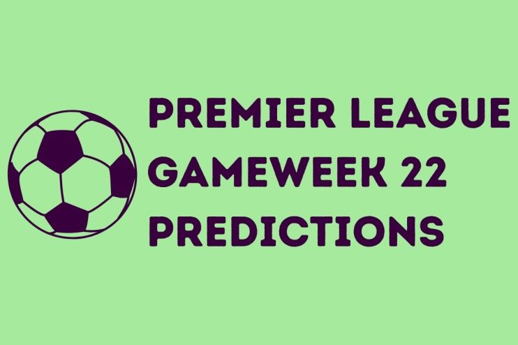 Premier League Gameweek 22 match predictions with team logos and key players highlighted for upcoming fixtures analysis